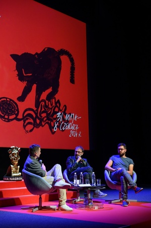 38. TNF - Dzień 4 (3.06.2024) - Spotkanie po filmie "Biała odwaga" z reżyserem Bartoszem Konopką i operatorem zdjęć górskich Marcinem Polarem, prowadzone przez Kubę Armatę