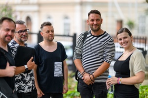 Koncert Tribute to Damian Niewiński - Za sceną - od lewej Grzegorz Koniarz, Norbert Pajek, Bartłomiej Rojek, Marcelina Gawron.