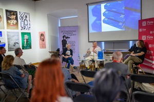 39. TNF: Dzień 4 (2.06.2025) - Spotkanie autorskie Jerzego Armaty i Eugeniusza Gordziejuka "Anima. Mistrzowie polskiej animacji" w Galerii TCK. Prowadzenie spotkania Ryszard Jaźwiński