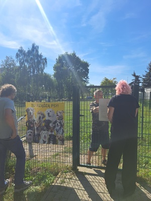 Tu rządzą psy - akcja społeczna - Zespół DKW podczas montażu tablic