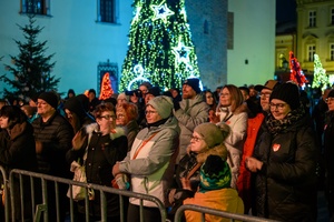 Koncert: 34. Tarnowski Finał WOŚP - Orkiestrowa publiczność zebrana przed sceną w oczekiwaniu na Światełko do nieba